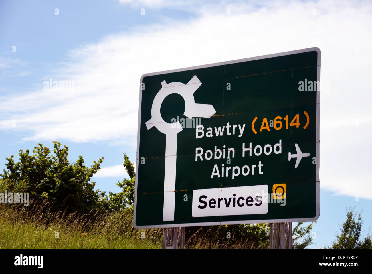 A614 road to Bawtry and Doncaster Sheffield Airport Robin Hood Airport