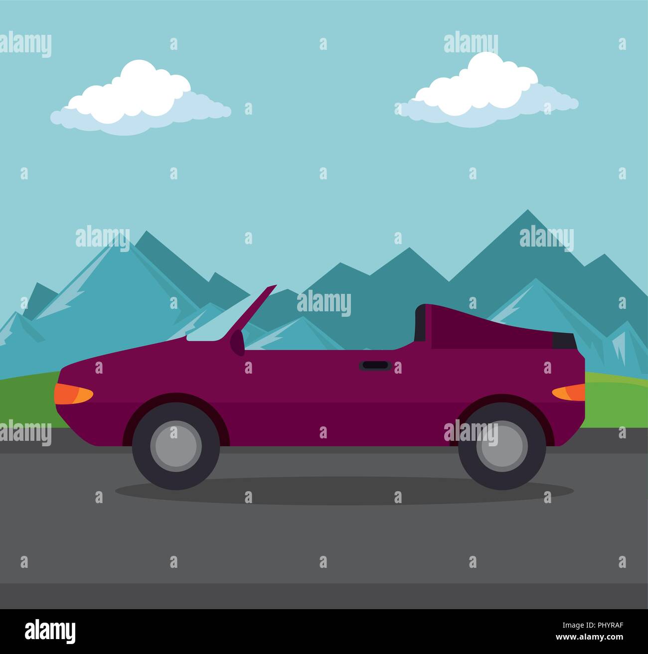 Driving convertible classic car Stock Vector Images - Alamy