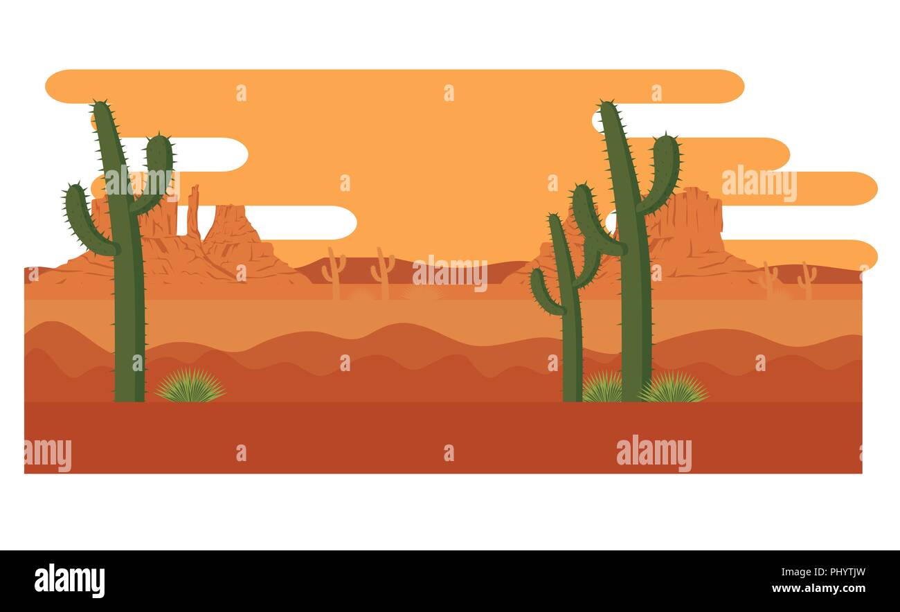 desert with cactus scenery vector illustration design Stock Vector ...