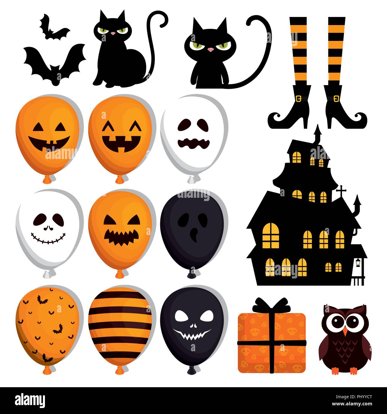 happy halloween set icons Stock Vector