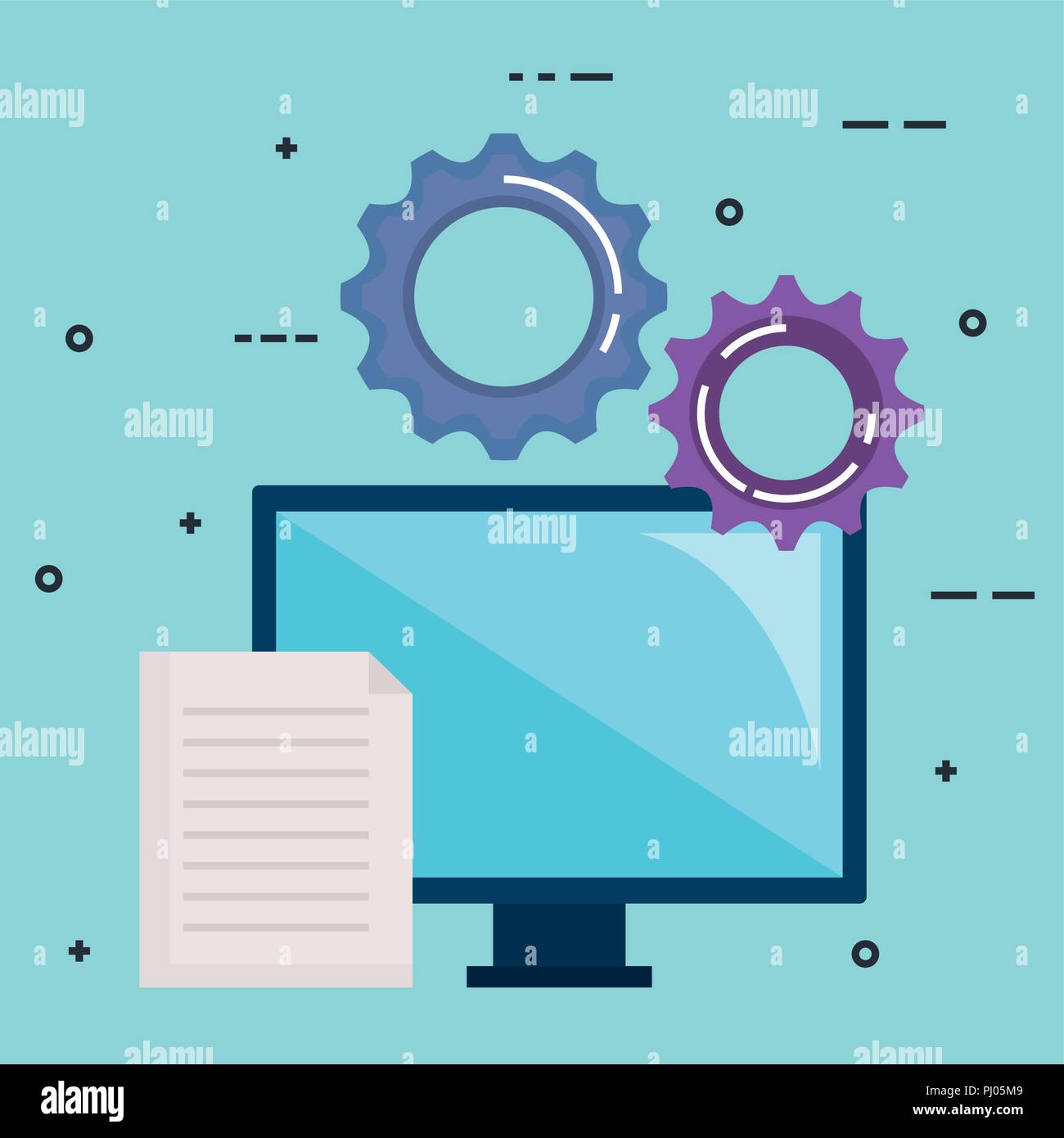 computer monitor with teamwork icons Stock Vector Image & Art - Alamy