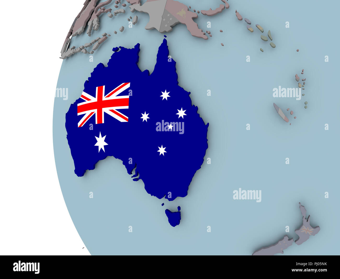 Australia with embedded flag on political globe. 3D illustration Stock ...
