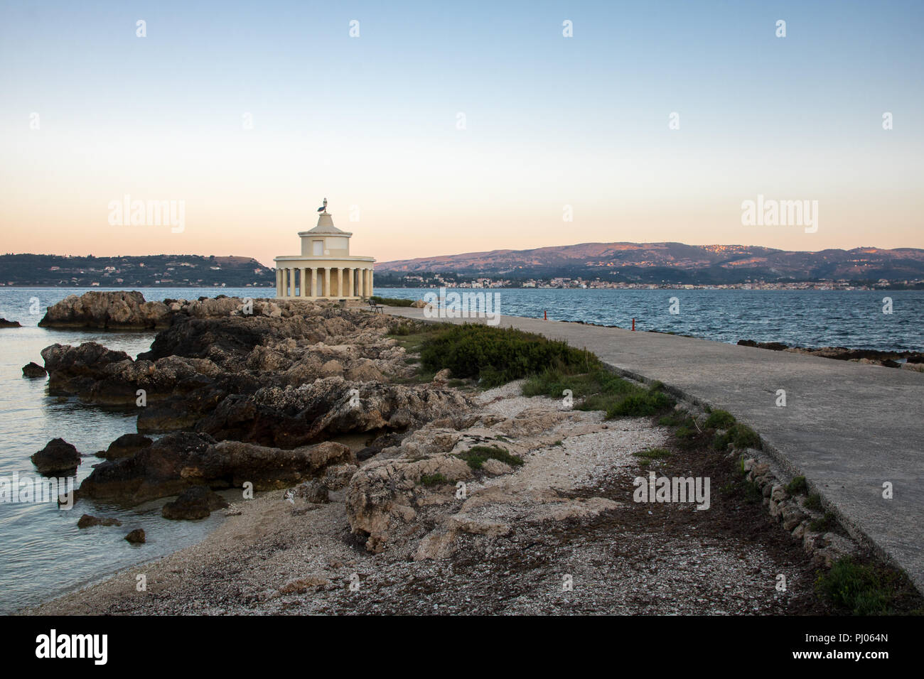Fanari of Argostoli - the famous lighthouse on Greek island Kefalonia, Greece Stock Photo