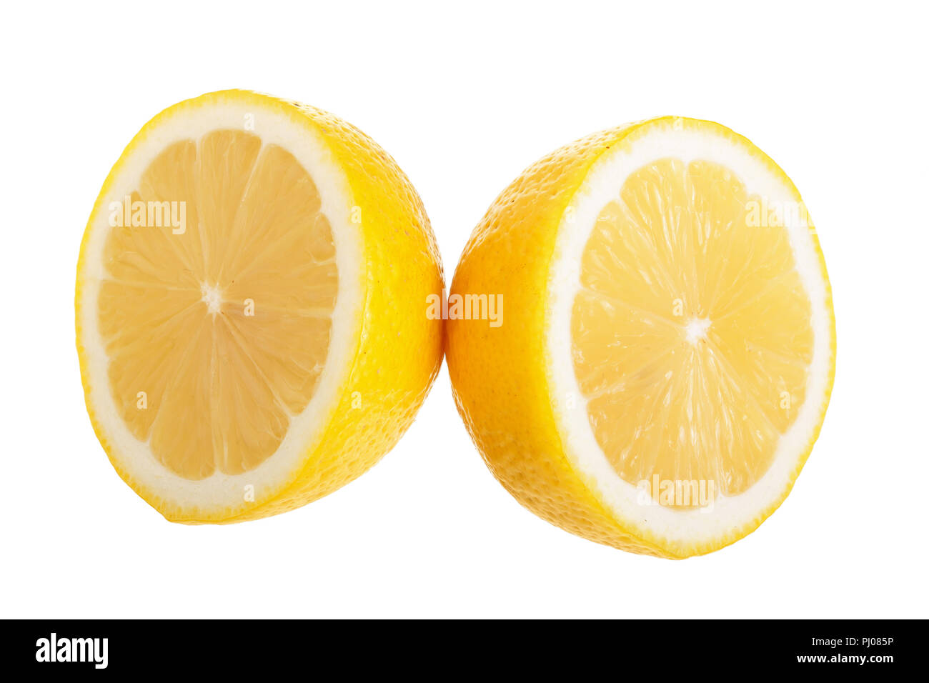 lemon slice isolated on white background closeup. Stock Photo