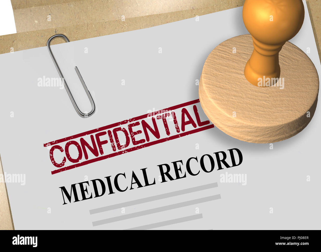 3d Illustration Of Confidential Stamp Title On A Medical Record Stock 
