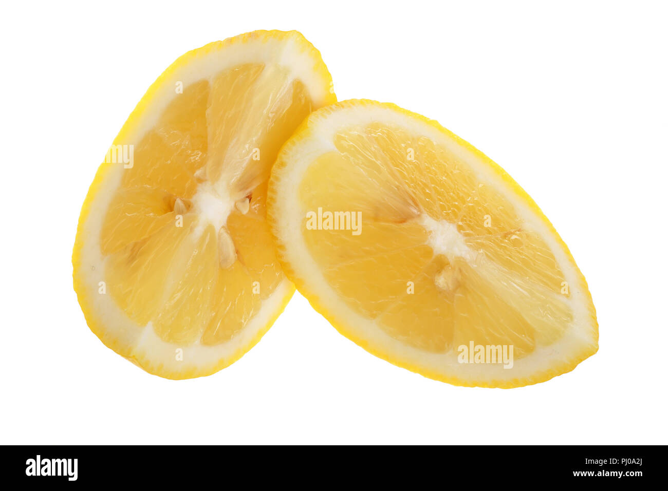 lemon slice isolated on white background closeup. Stock Photo