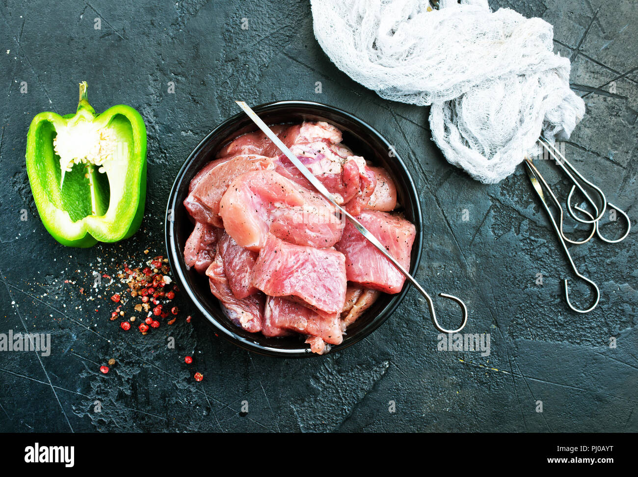 raw kebab, raw meat for kebab with spice Stock Photo Alamy