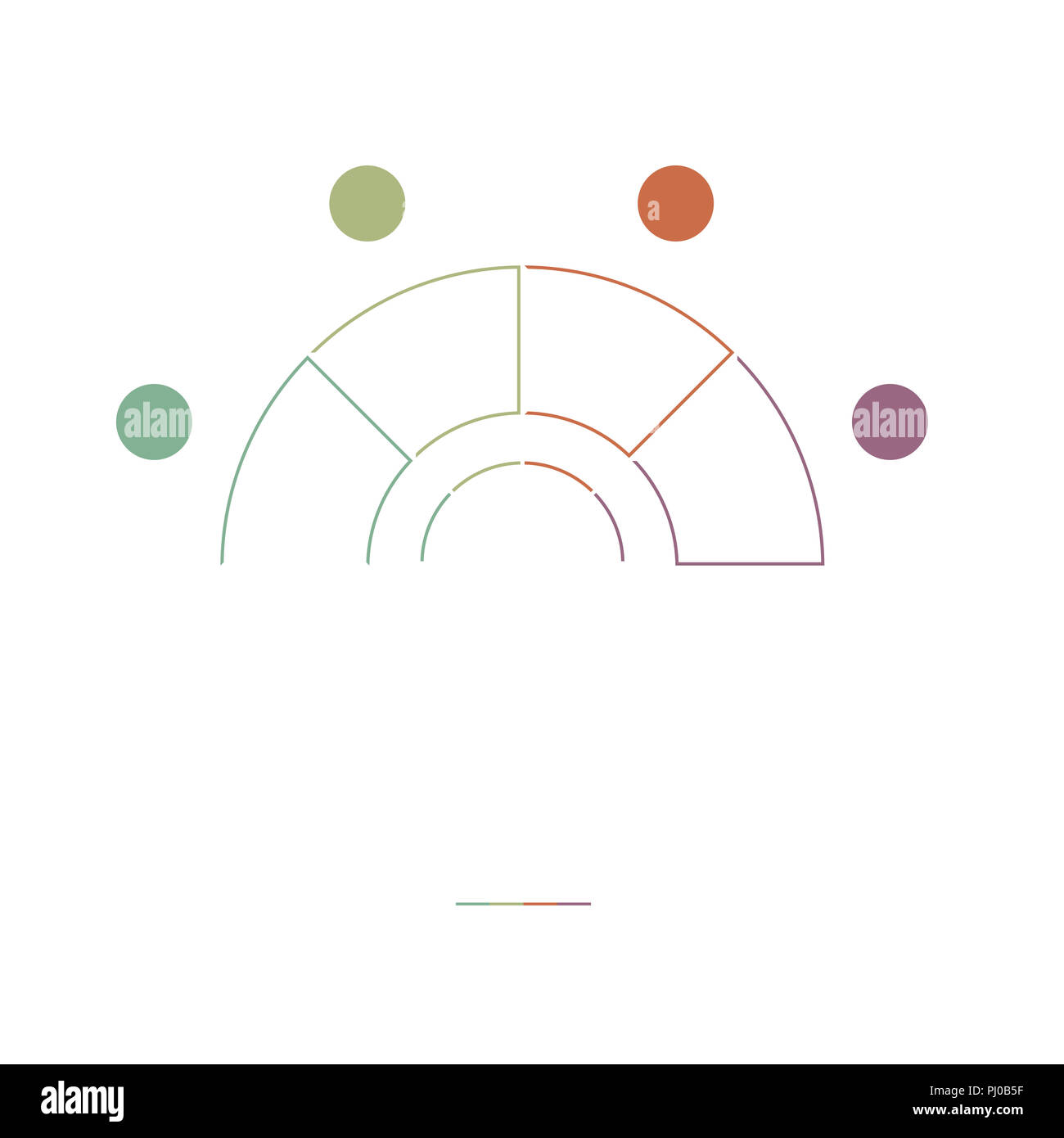 Colourful Pie Chart Semicircle . Infographic Template with text areas