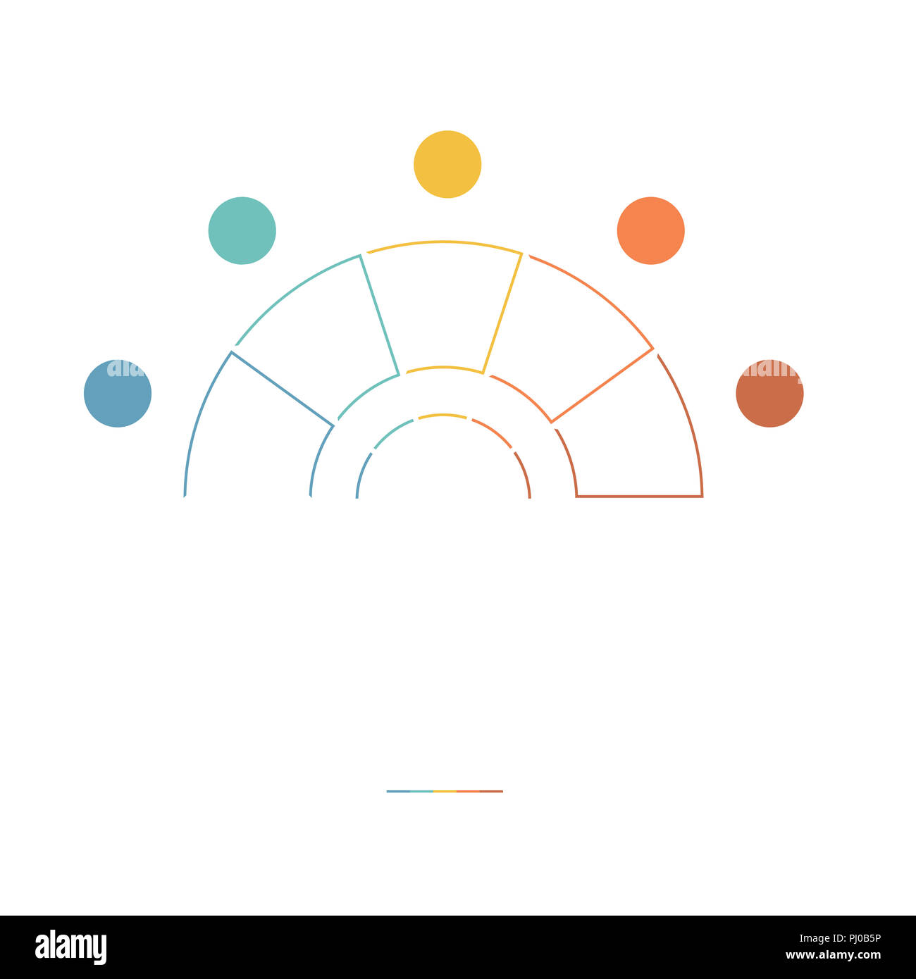 Colourful Pie Chart Semicircle . Infographic Template with text areas