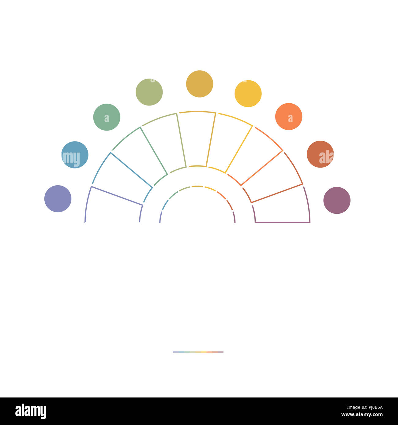 Colourful Pie Chart Semicircle . Infographic Template with text areas
