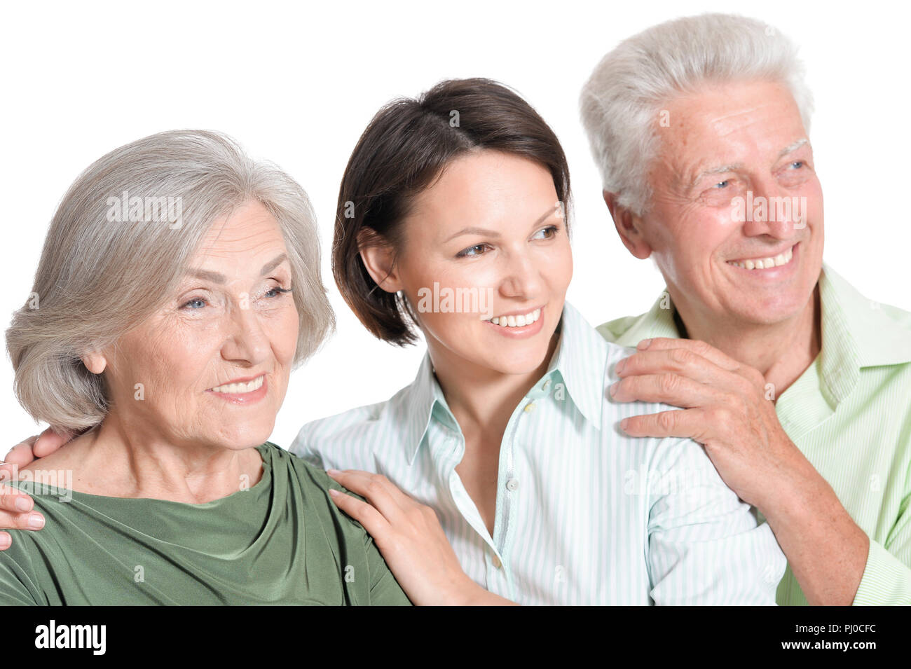 Portrait of a happy senior parents with daughter, isolated Stock Photo