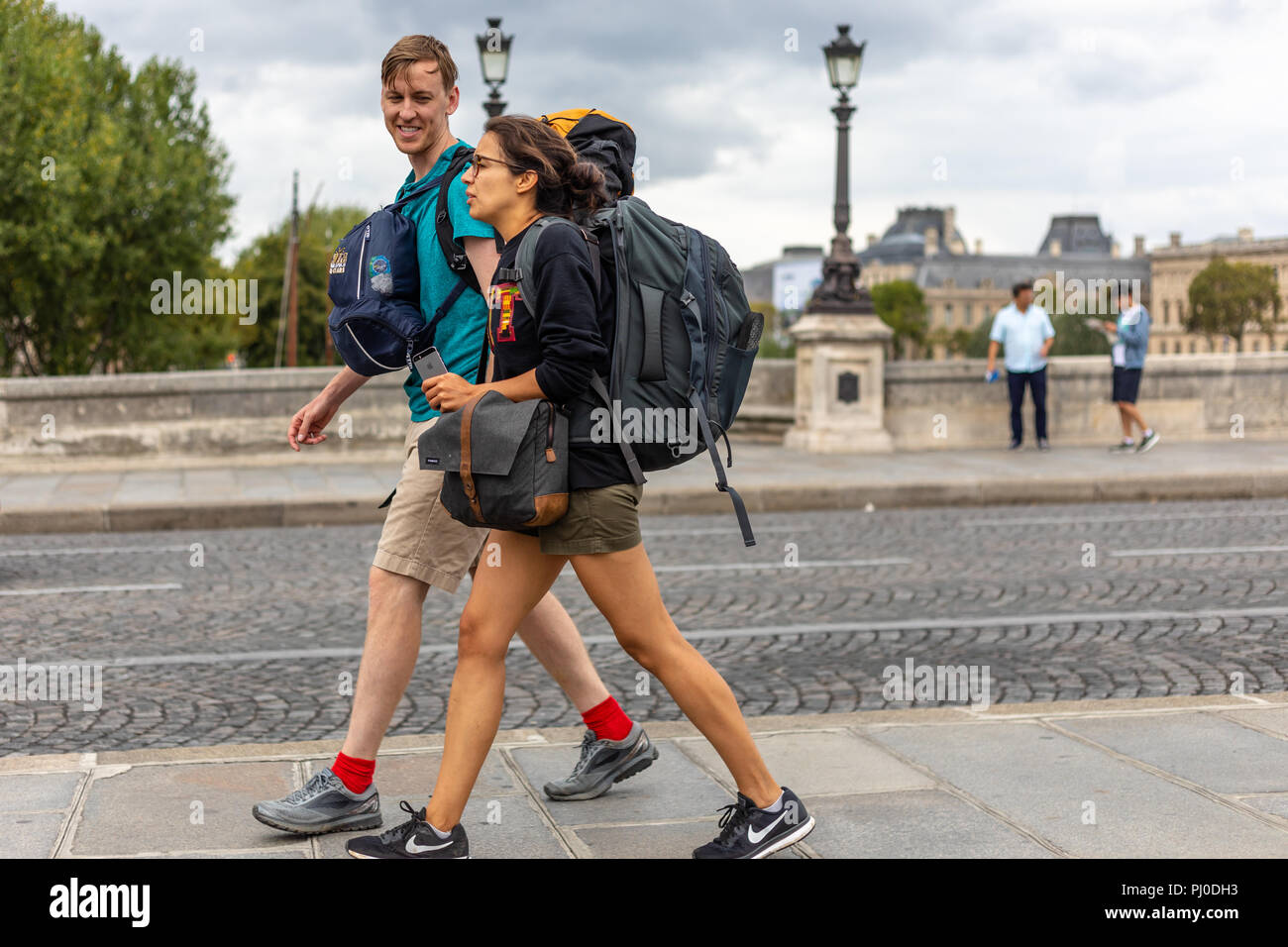 Woman backpacking paris hires stock photography and images Alamy