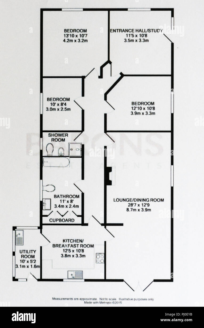Floor plan on estate agent property details Stock Photo