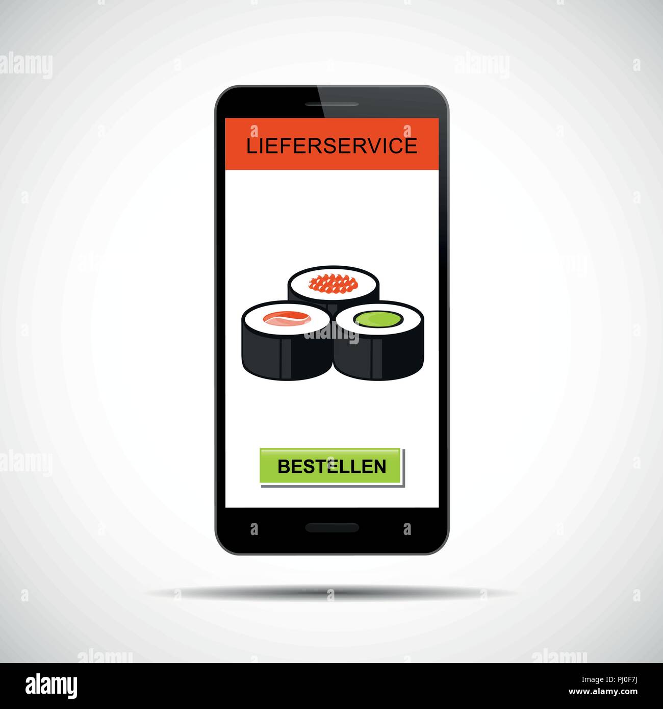 order sushi set via smartphone vector illustration EPS10 Stock Vector