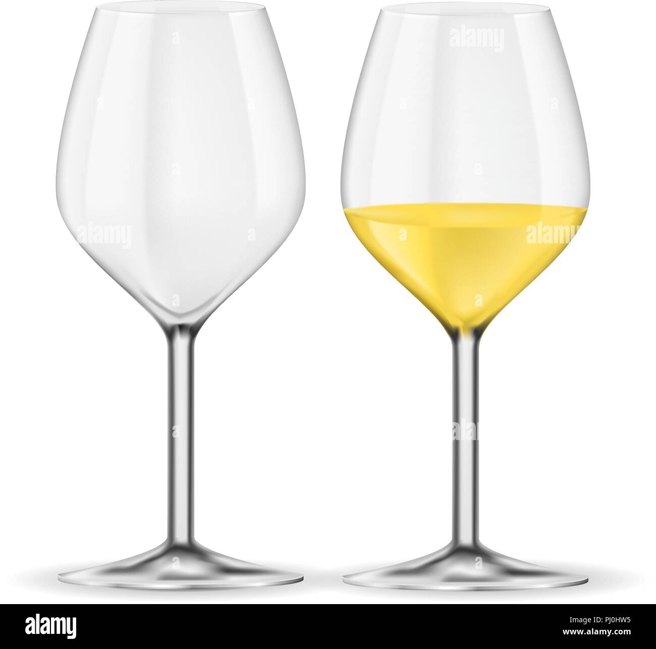 Glass of white wine. Empty and full Stock Vector