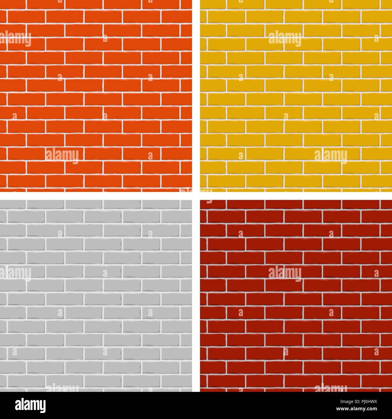 Bricks wall. Set of colored seamless patterns Stock Vector