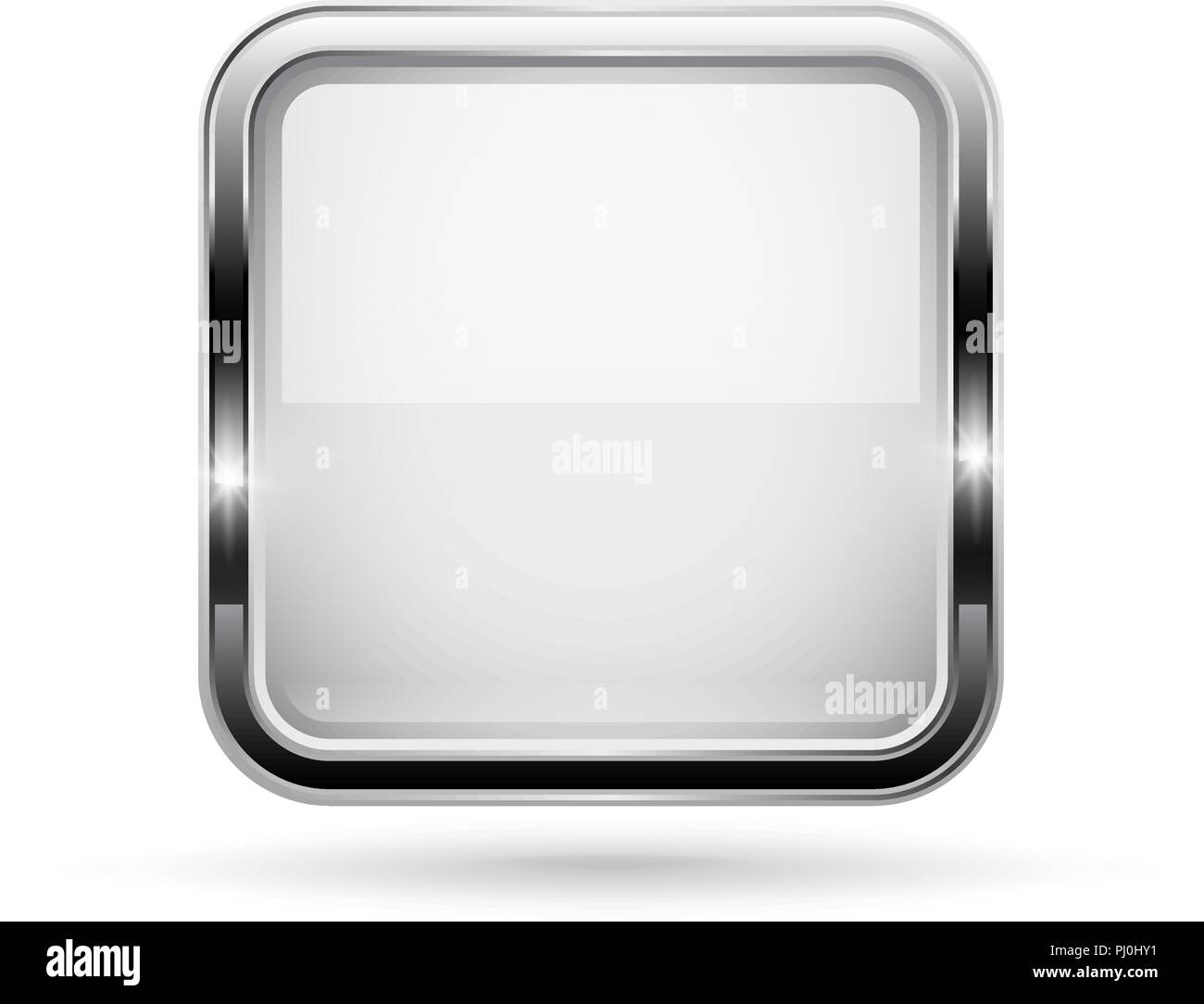 White Button 3d Square Glass Icon Stock Vector Image And Art Alamy