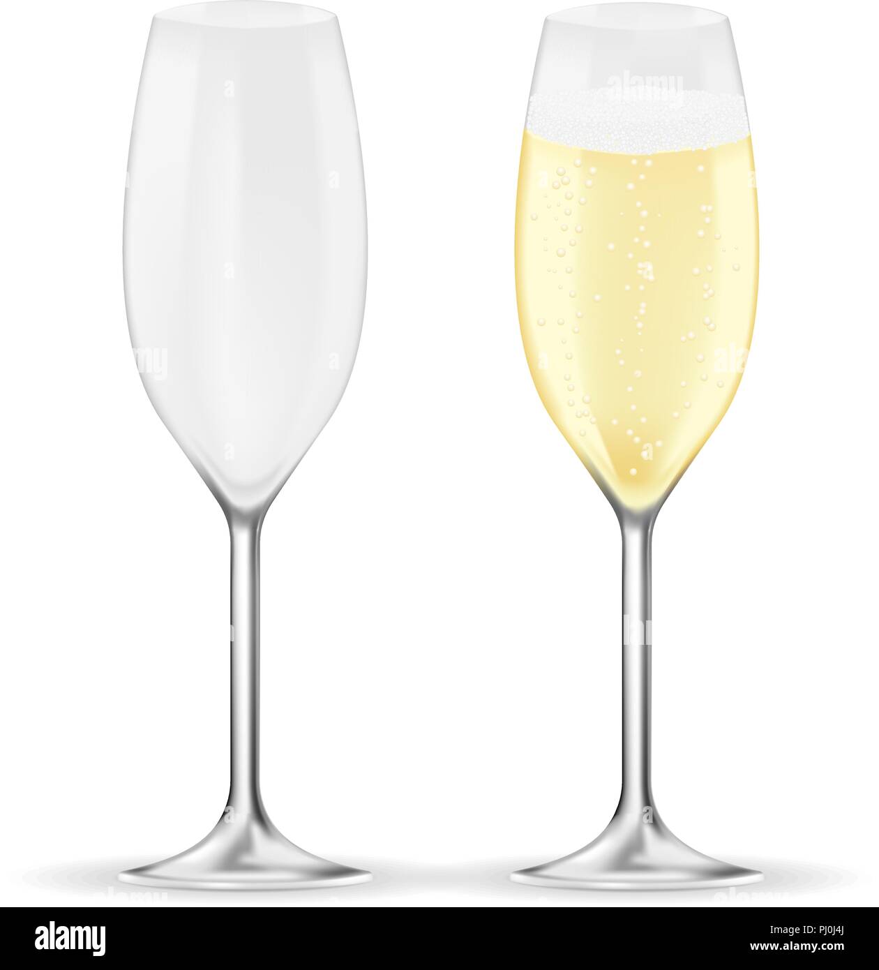 Glass of champagne. Sparkling wine with bubbles Stock Vector