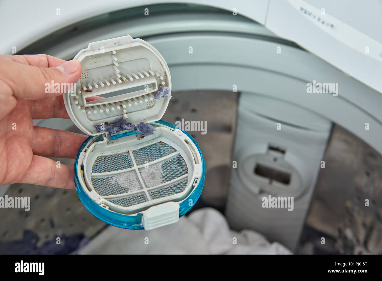 filter for filtering out dust from washing in a top load washer machine