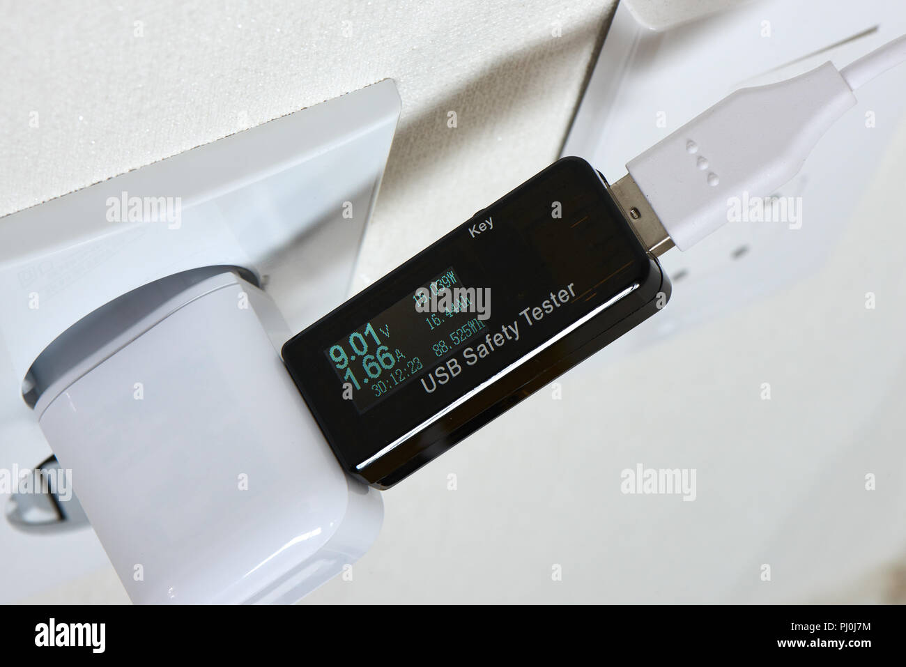 USB Digital Power Multimeter Current and Voltage Monitor Stock Photo