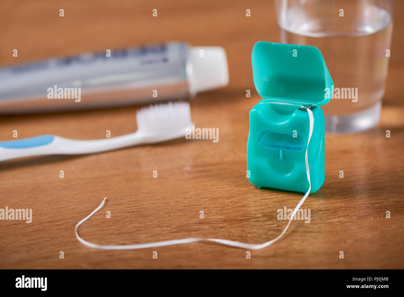 Toothbrush dental floss toothpaste hires stock photography and images