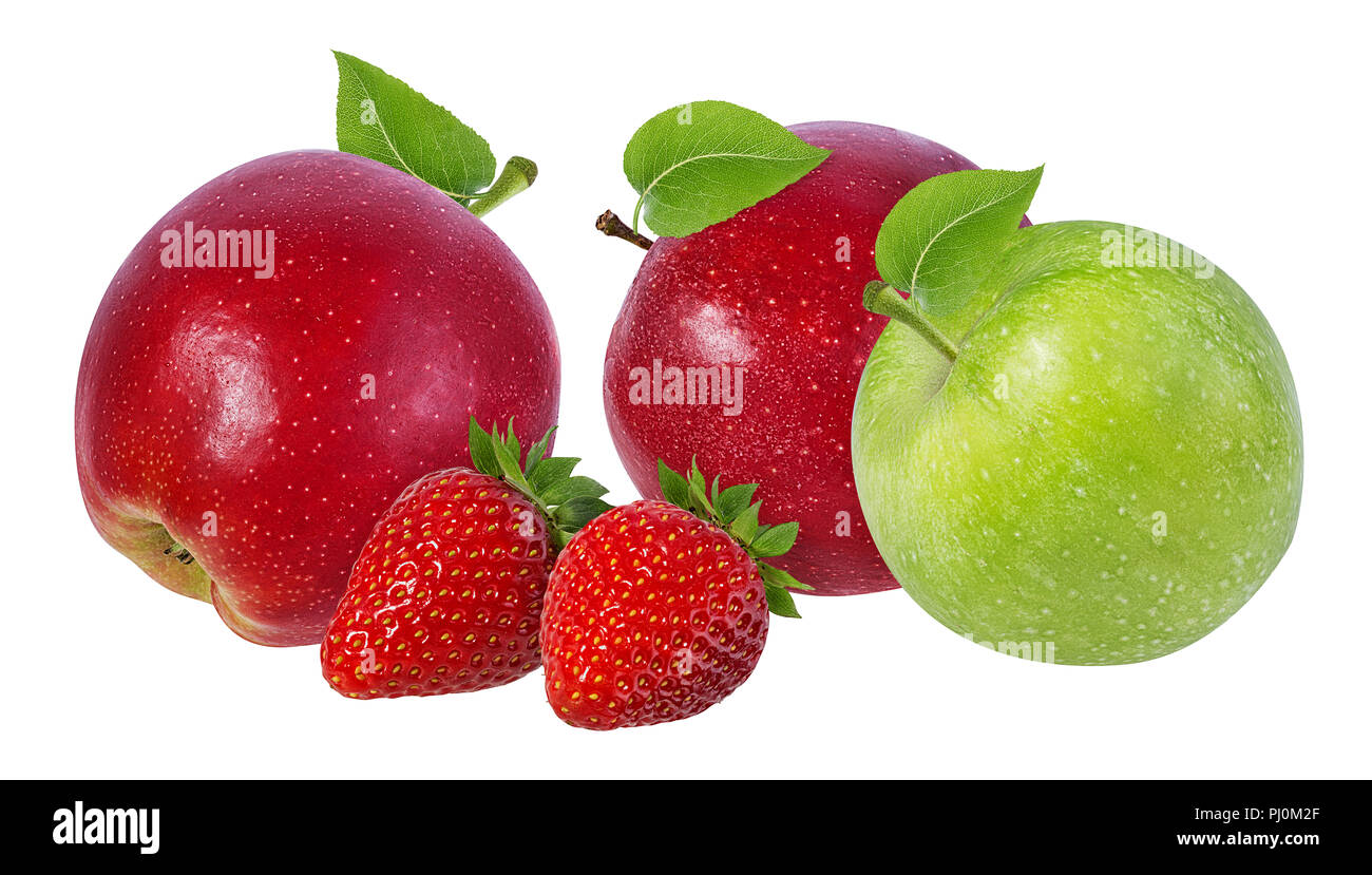 apples and strawberries isolated on white background Stock Photo - Alamy