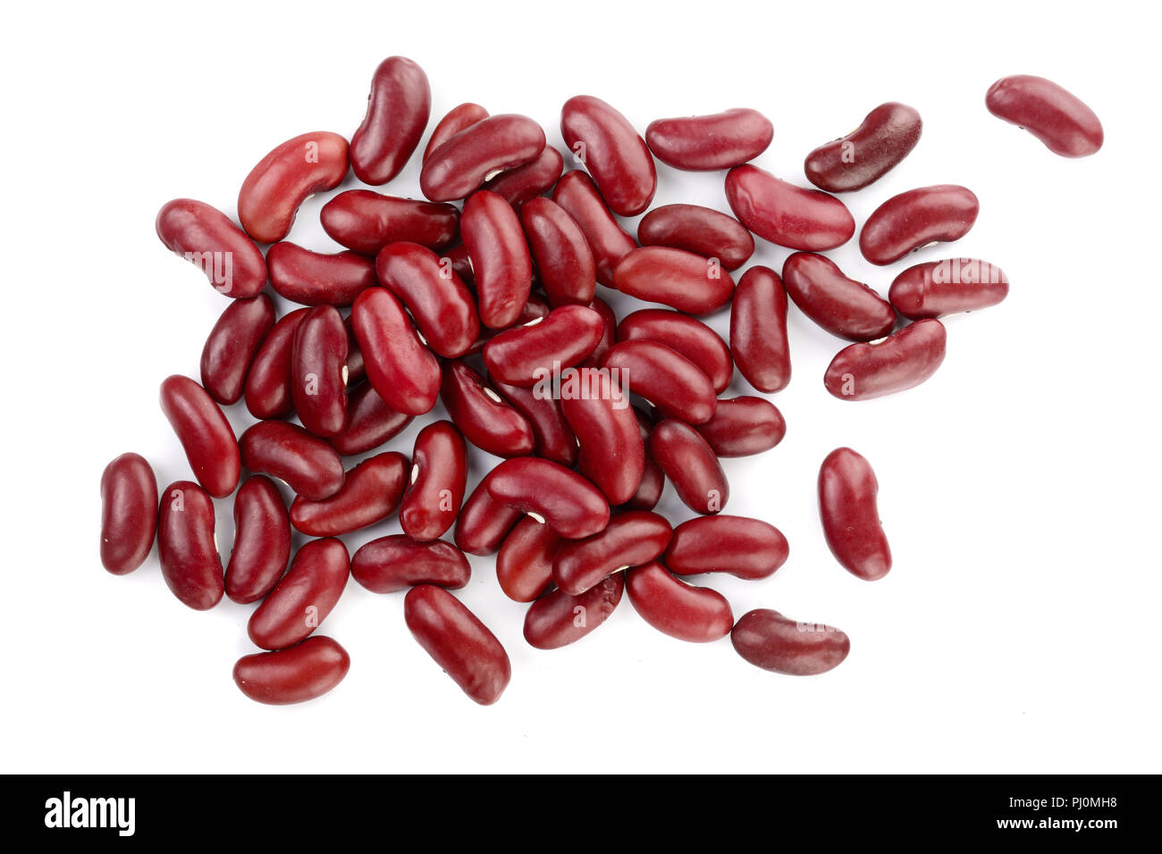 red kidney bean isolated on white background. Top view. Flat lay. Stock Photo