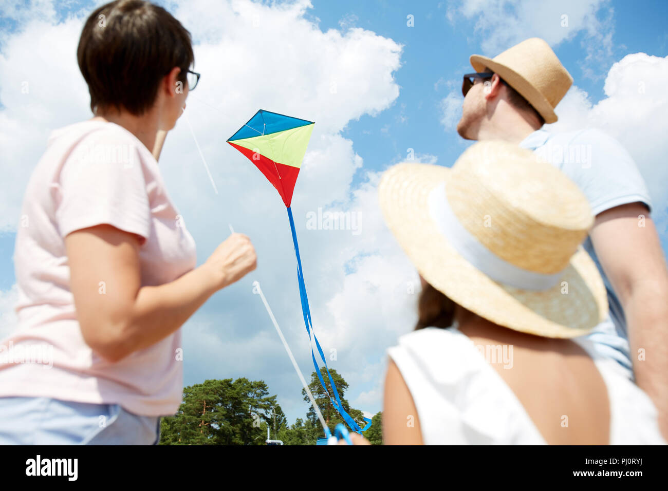 Family Flying Kite Stock Photo Alamy