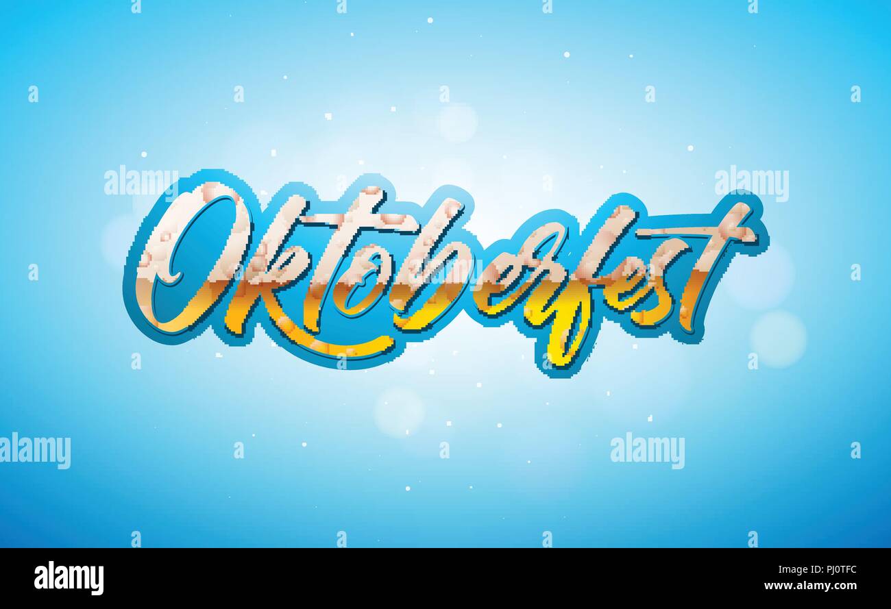 Oktoberfest Banner Illustration with Fresh Lager Beer in Typography ...