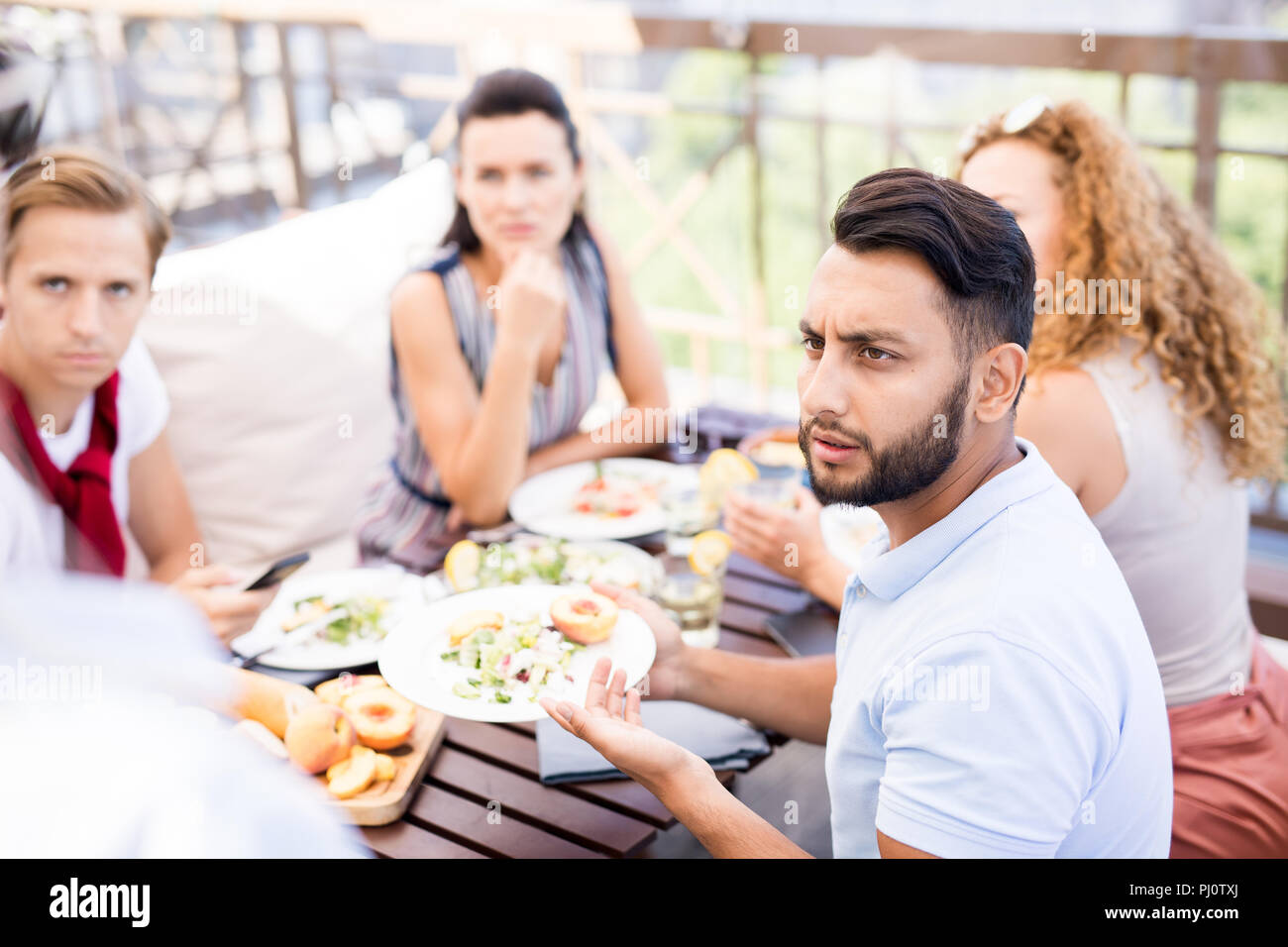 Unhappy Client in Cafe Stock Photo