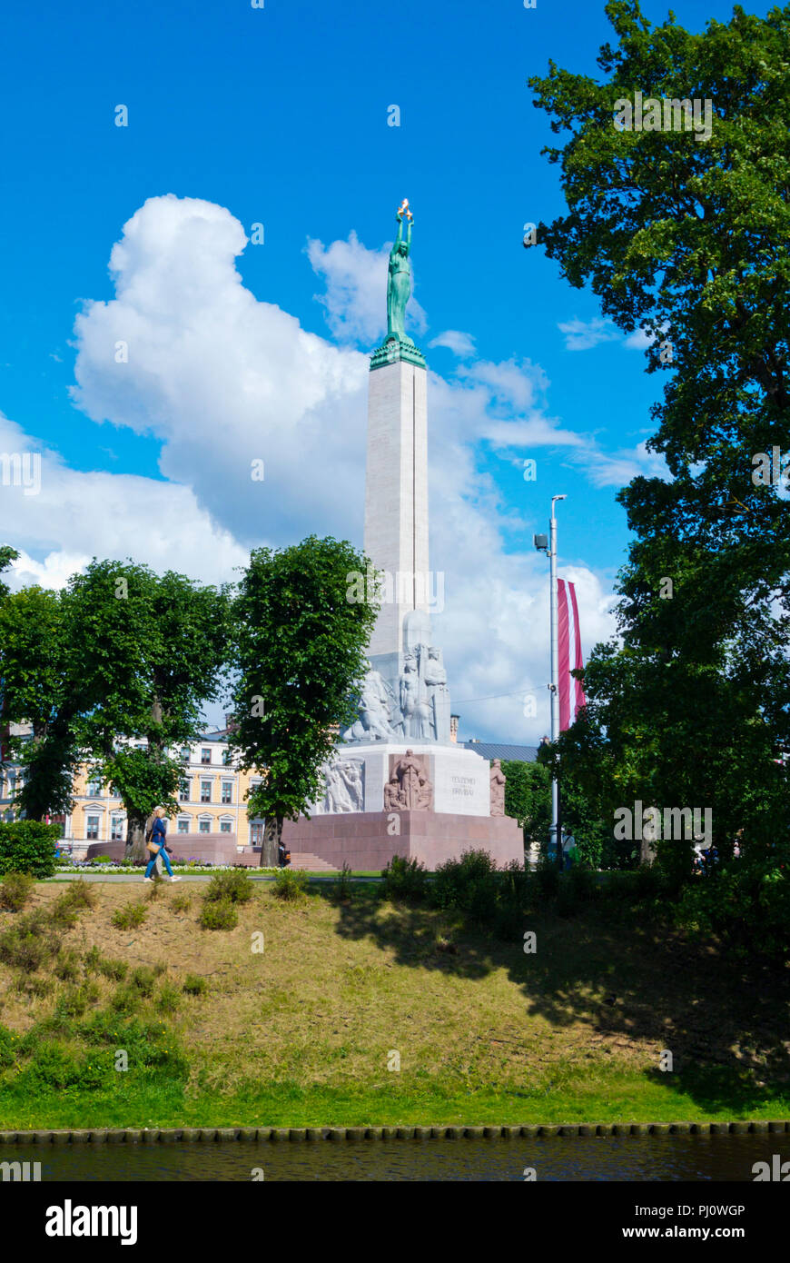 Brivibas piemineklis, Freedom Monument, Brivibas pieminekla laukums, Riga, Latvia Stock Photo