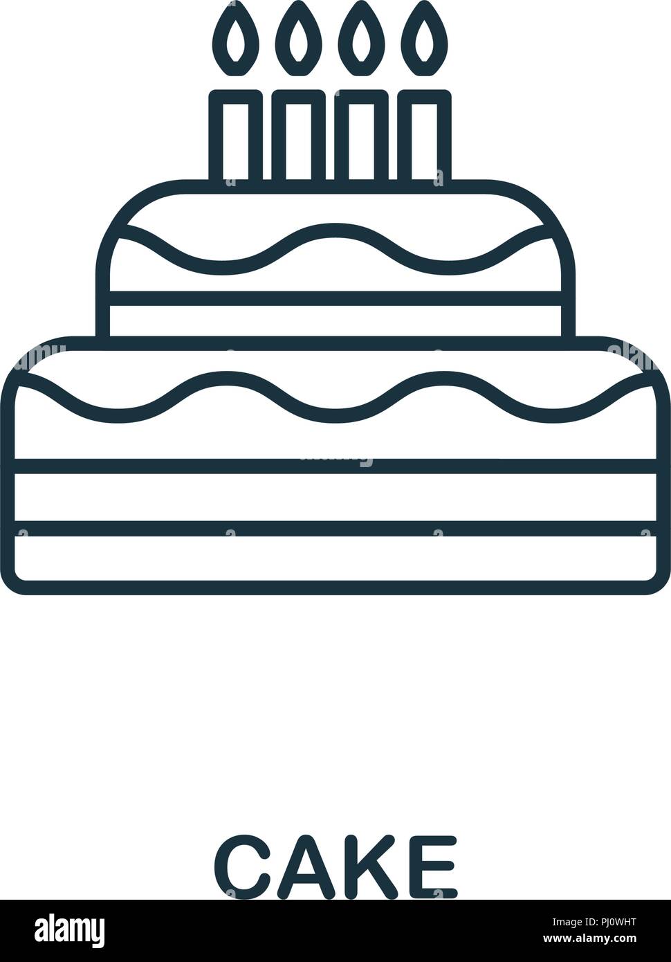 Cake outline icon. Simple element illustration. Cake icon in outline ...