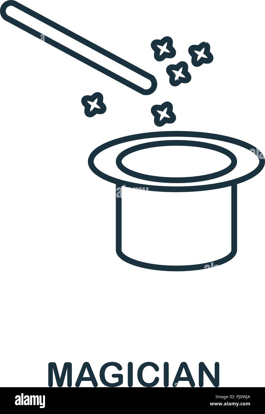 Magician outline icon. Simple element illustration. Magician icon in ...