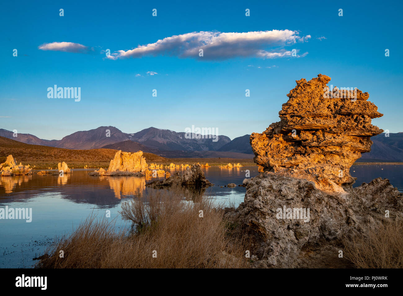 Sunrise at California's Mono Lake in the Eastern Sierra Nevada mountains off of US Highway 395 Stock Photo