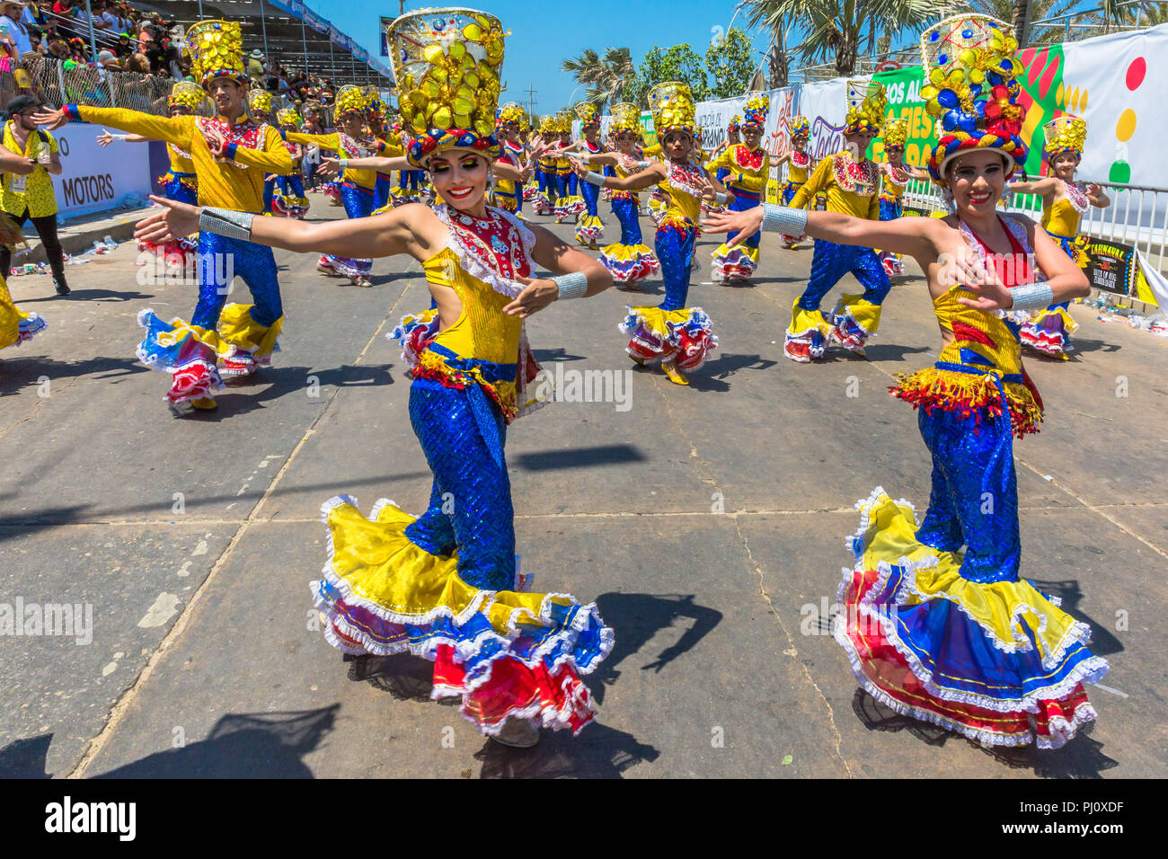 Barranquilla , Colombia  - February 26, 2017 : people participating at the parade of the carnival festival of  Barranquilla Atlantico Colombia Stock Photo