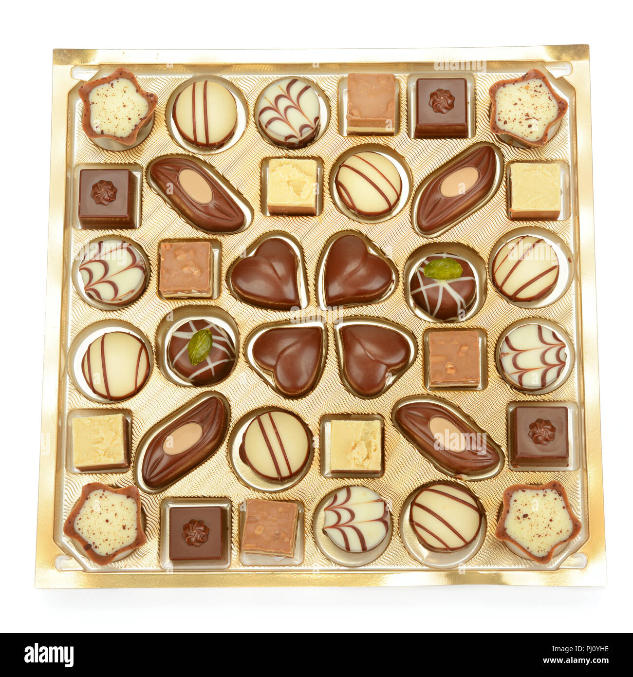 chocolate candy in a box isolated on white background Stock Photo Alamy