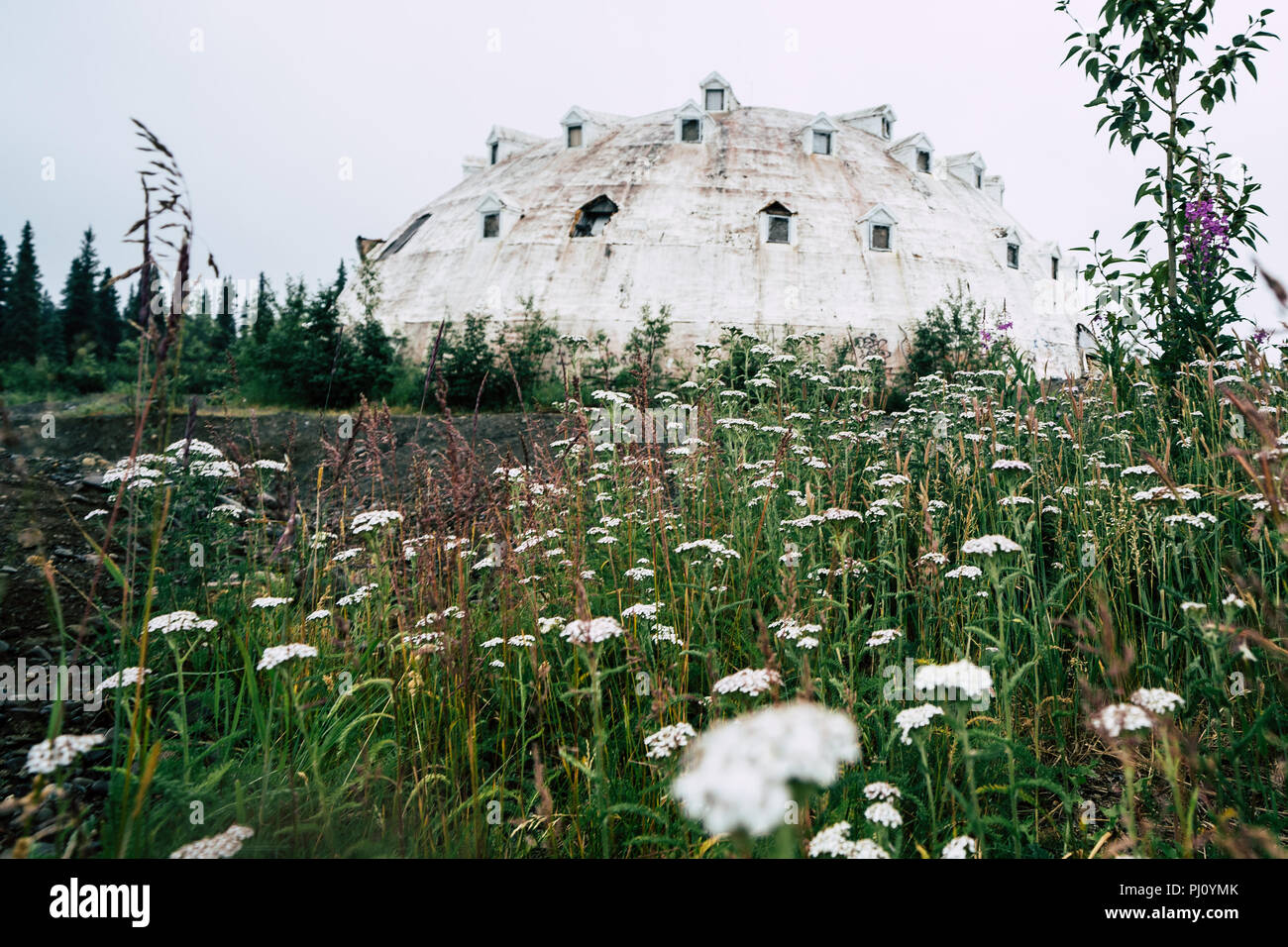 AUGUST 1 2018 CANTWELL, ALASKA Old abandoned Igloo City hotel and