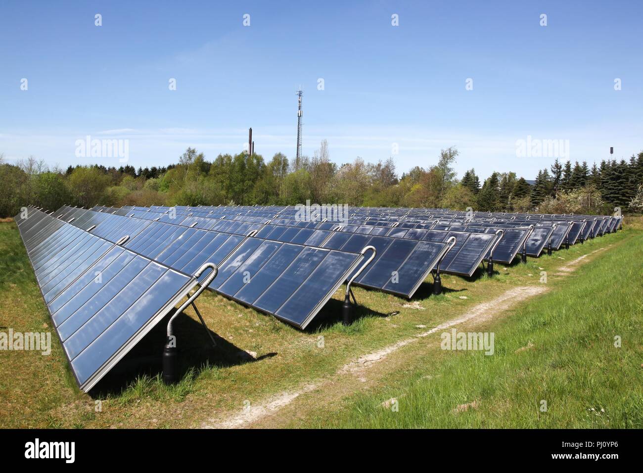 Group of solar thermal energy panels in Denmark Stock Photo Alamy