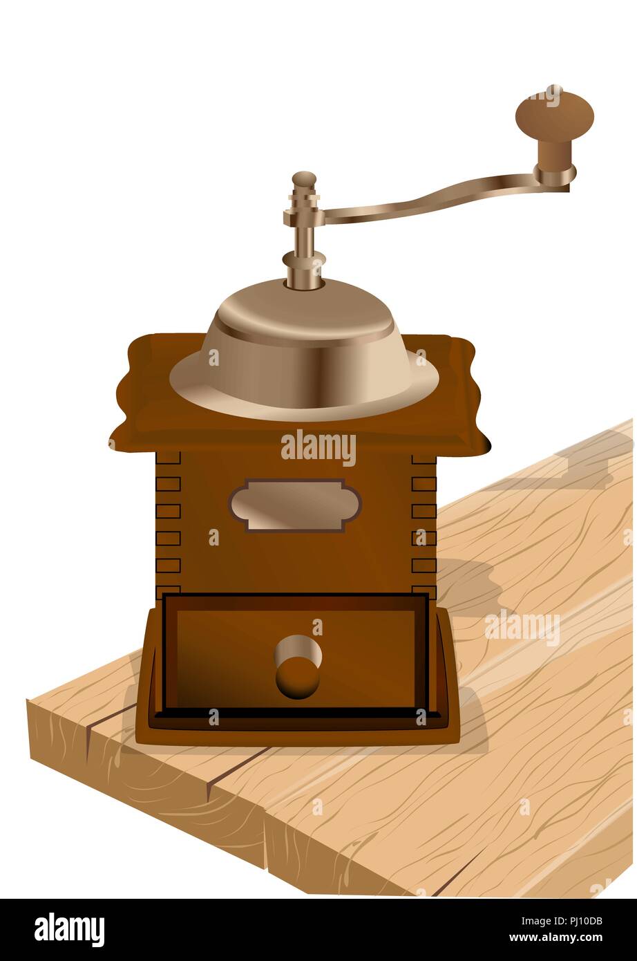 retro coffee grinder isolated on white background Stock Vector