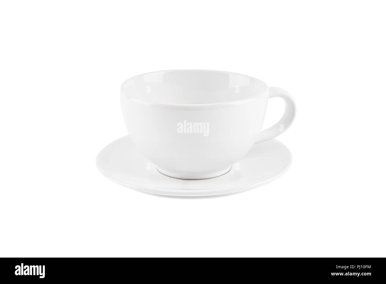 White coffee cup and saucer isolated on white background Stock Photo ...