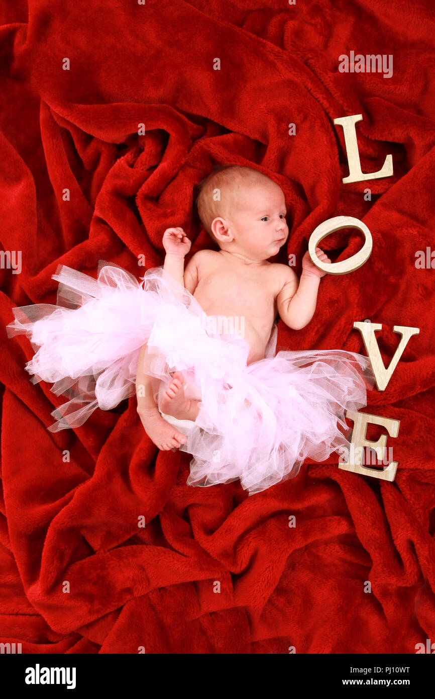 2 week old, new born baby girl Stock Photo Alamy