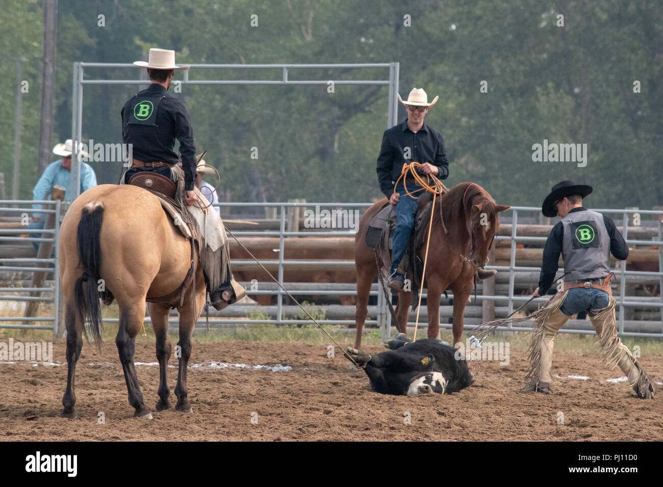 Ranch Hands compete in the mock branding competition during the ranch ...