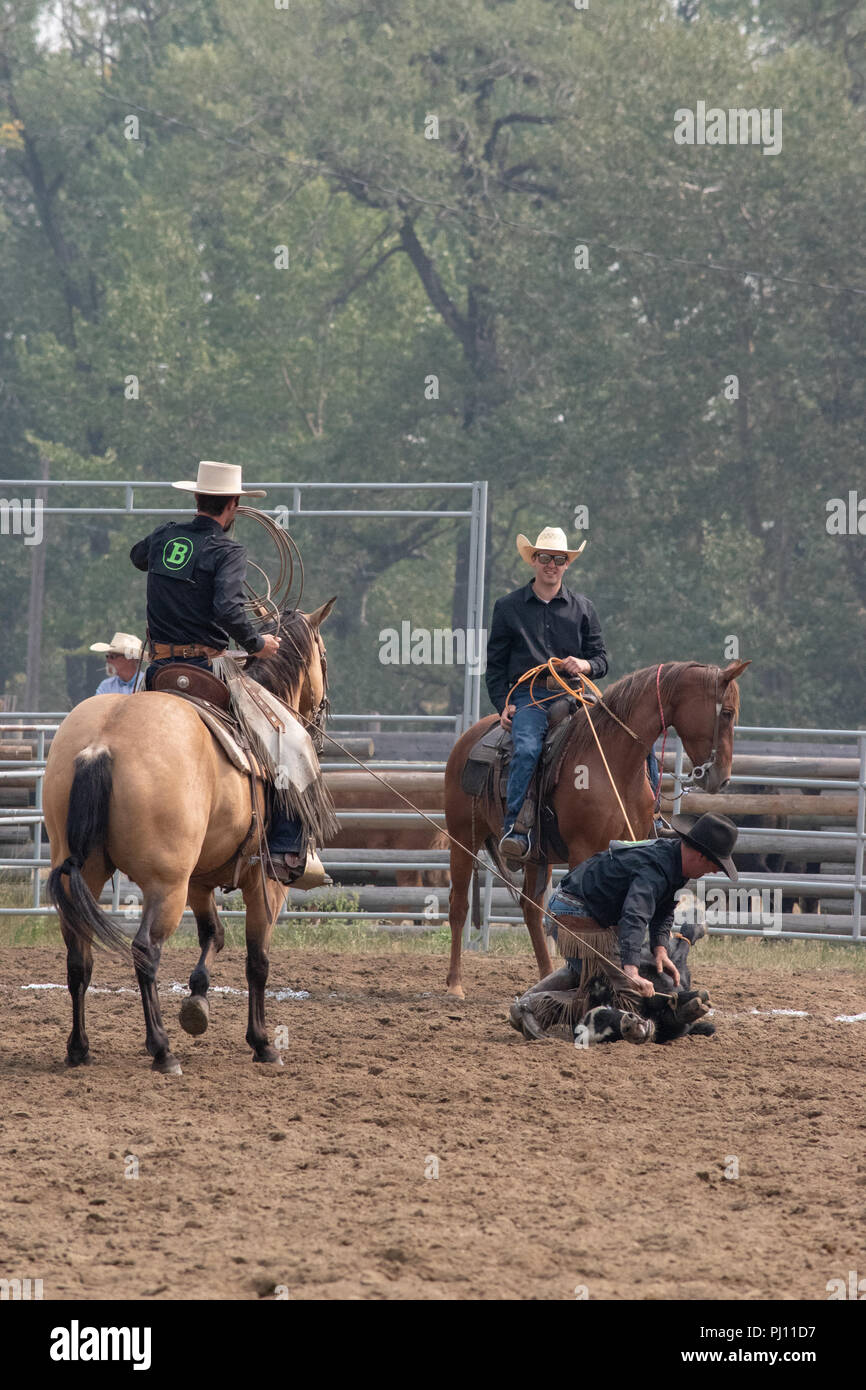 Ranch Hands compete in the mock branding competition during the ranch ...