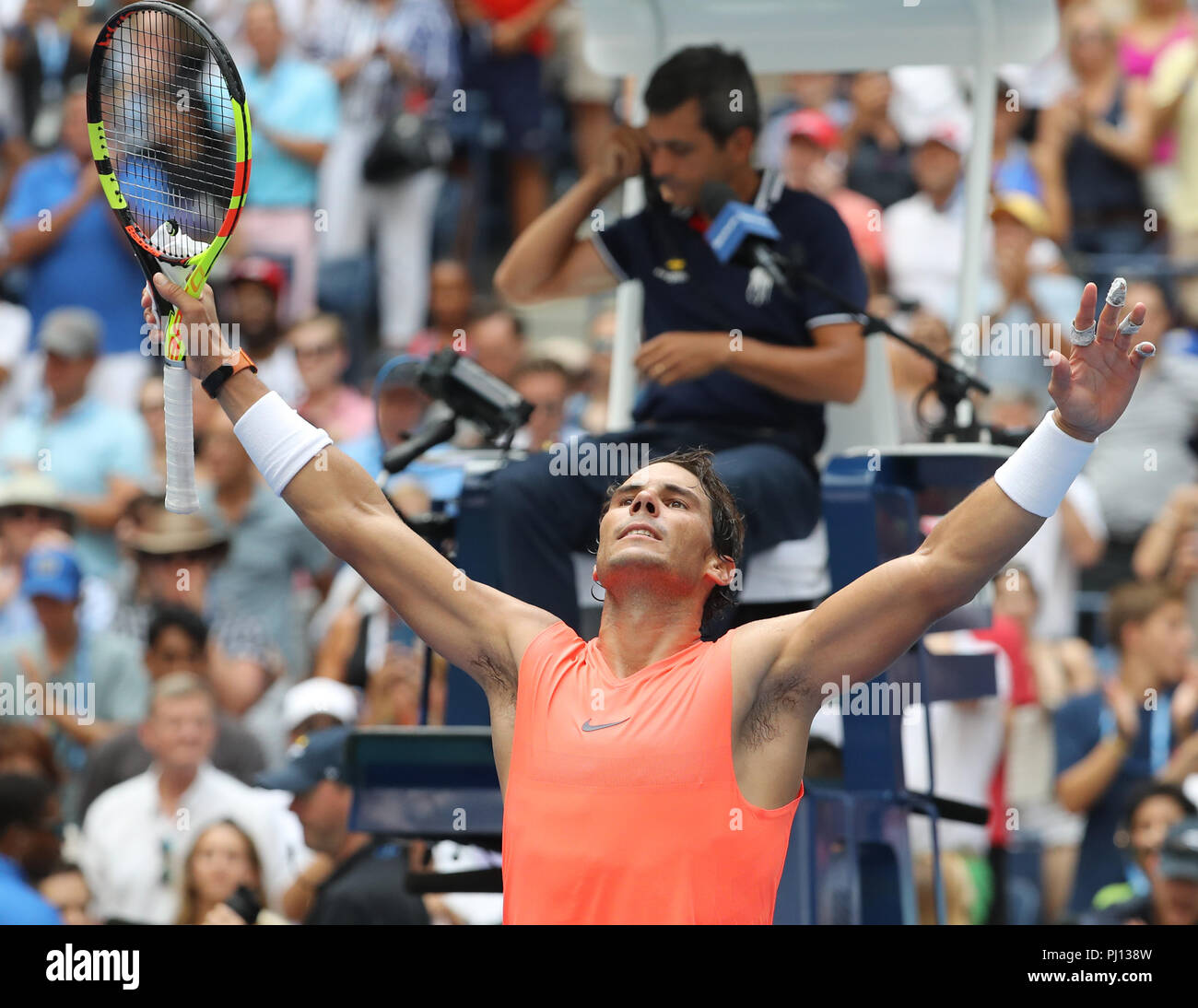 17-time Grand Slam champion Rafael Nadal of Spain in action during his 2018  US Open round of 16 match at Billie Jean King National Tennis Center Stock  Photo - Alamy