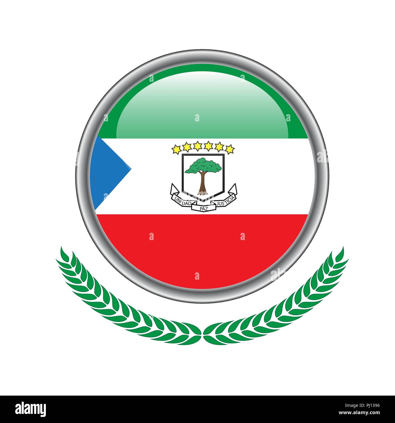 Equatorial-guinea flag button. Equatorial-guinea flag icon. Vector illustration of equatorial-guinea flag on white background. Stock Vector