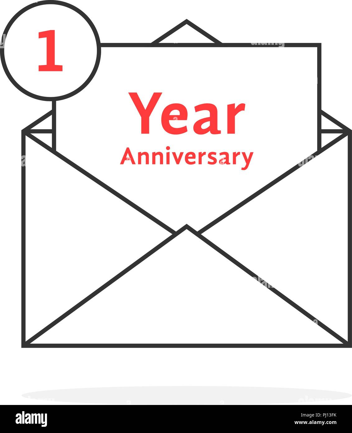 thin line 1 year anniversary logo like open letter Stock Vector