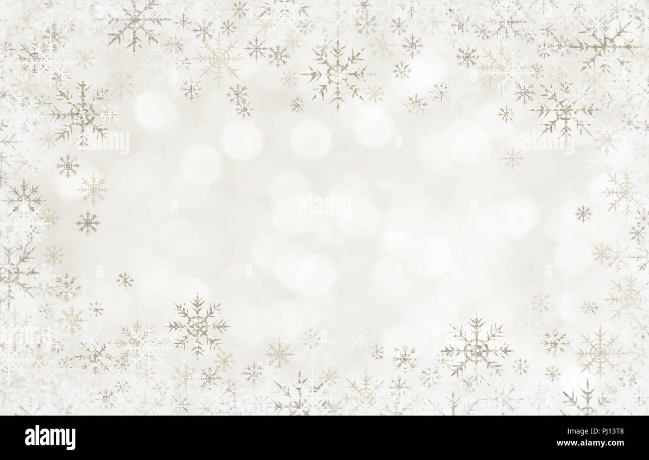 Christmas holiday background with silver and white snowflakes