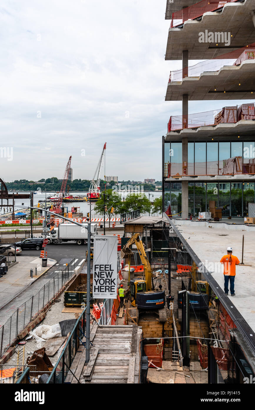 New York City, USA - June 22, 2018: New building under construction in Meatpacking district in Chelsea. This historic district has become a destinatio Stock Photo