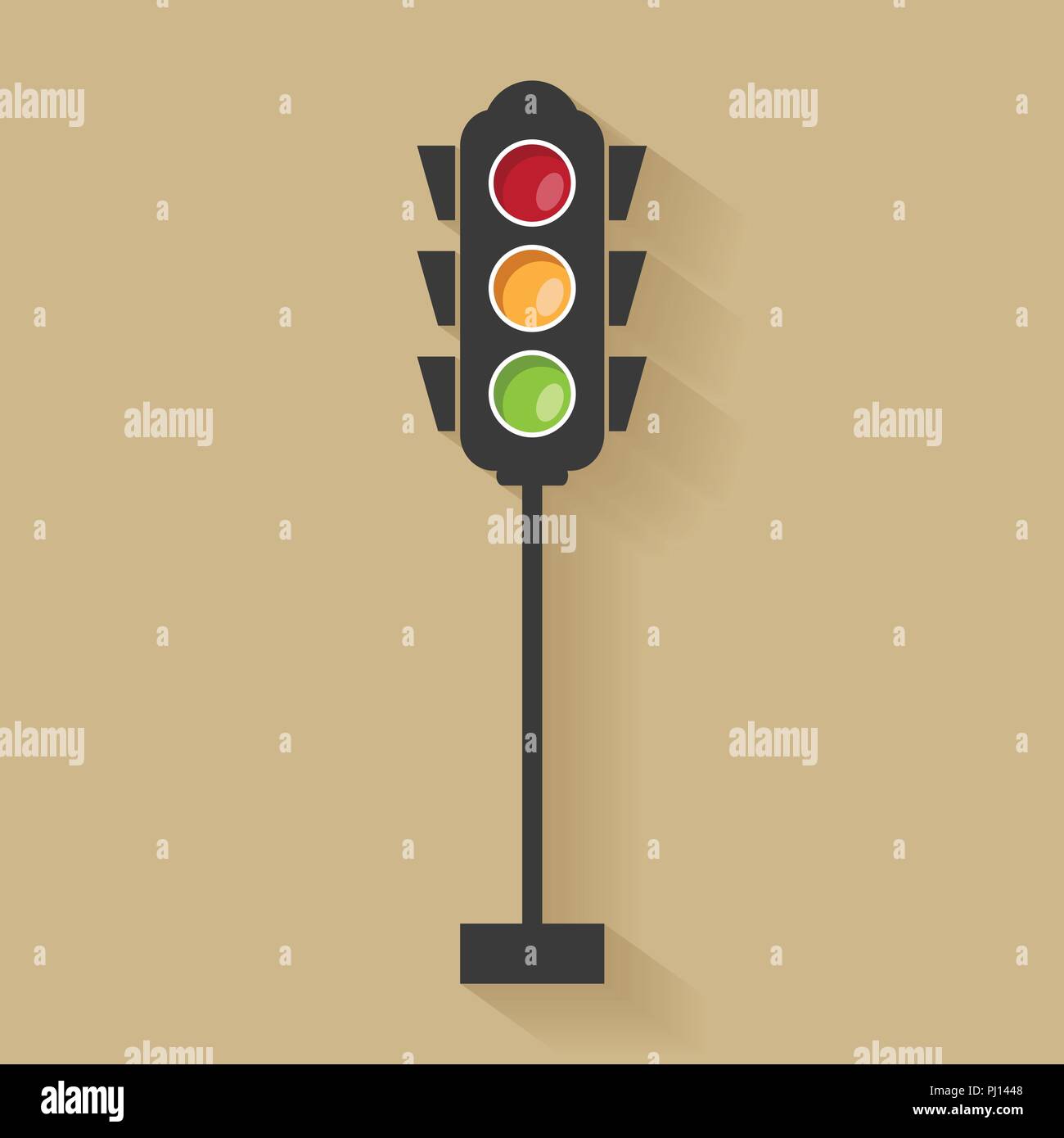 Set of traffic light signal with red, yellow and green color, Flat design and vector of traffic light icon Stock Vector