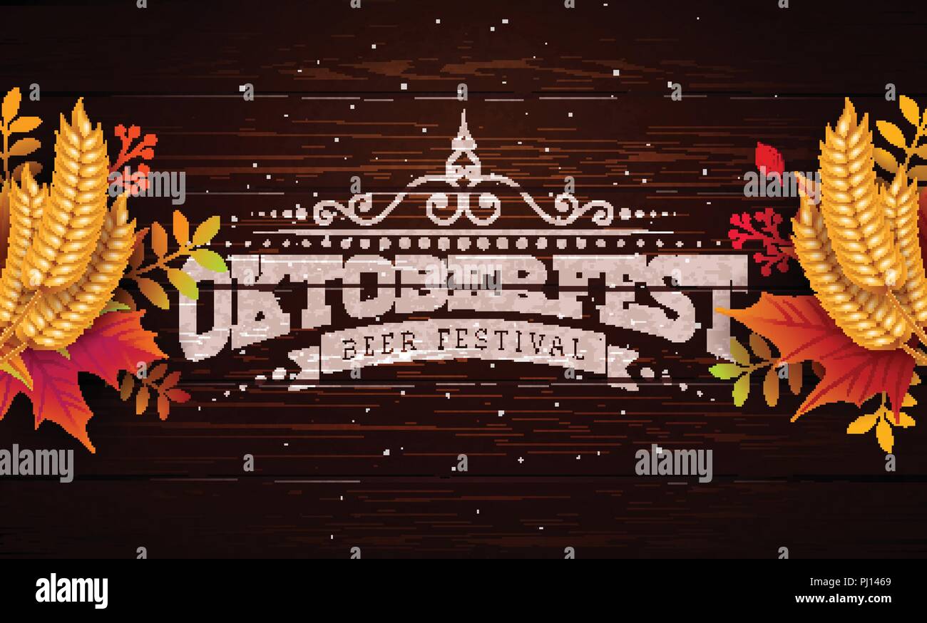 Oktoberfest Banner Illustration with Typography Lettering on Vintage ...
